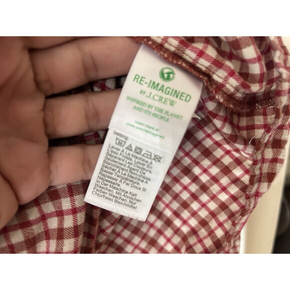 J. Crew Women’s XXL Red Plaid Ruffle Boho Hippie Cottage Square Neck Cropped - Picture 7 of 10